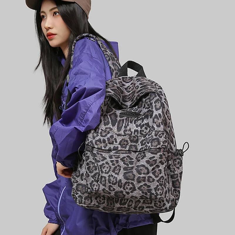 Travelling Bag Leopard Printing Woman Backpack School Book Bags for Teenage Girls Female College Students Lady Leisure BagPack high-quality