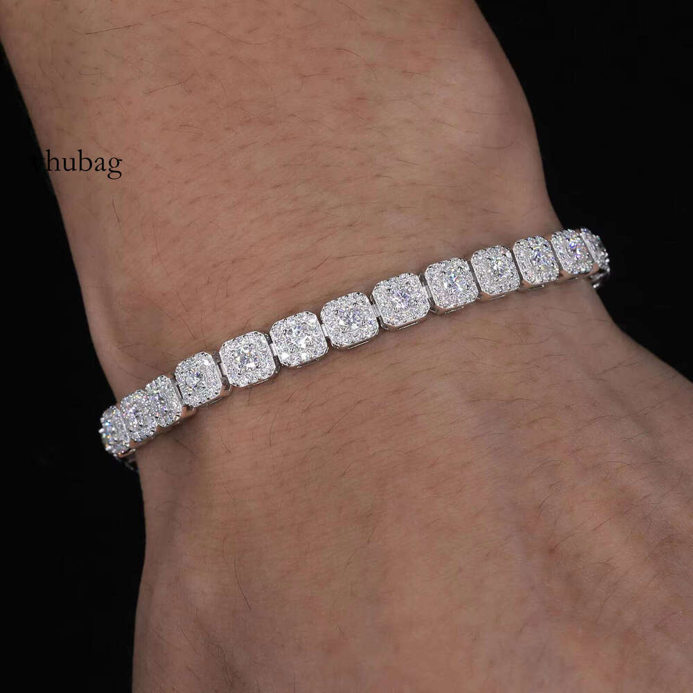 Iced Out Dia Hip Hop Jewelry Real Sterling Sier 6mm Vvs Moissanite Factory Outlet Men Link Chain Bracelet For Party