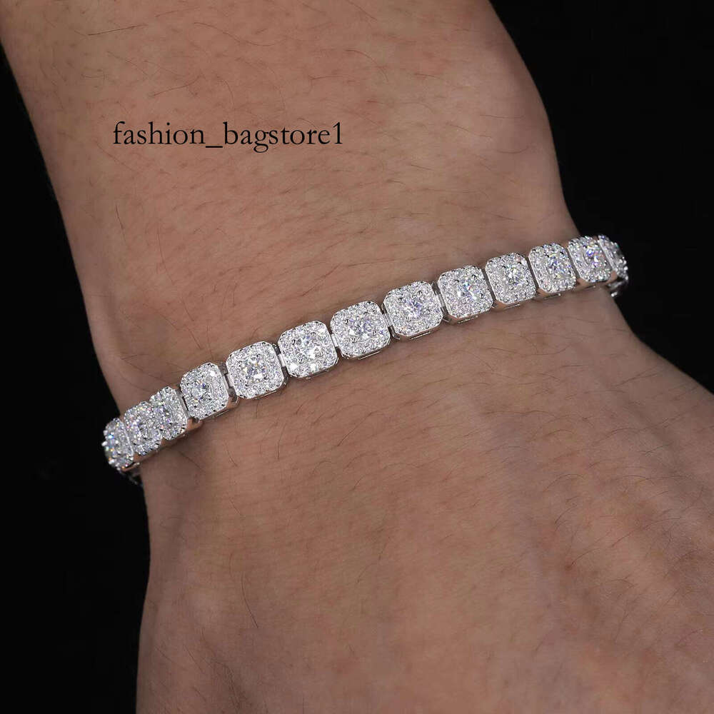Iced Out Dia Hip Hop Jewelry Real Sterling Sier 6mm Vvs Moissanite Factory Outlet Men Link Chain Bracelet For Party