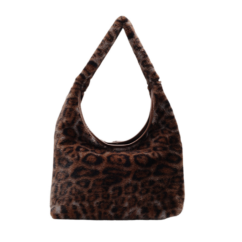 Free shipping designer Vintage Commuter Bag Leopard Print Underarm Bag Women Lazy Style New Single Shoulder Bag Trendy Fashion Plush Versatile Tote Ba