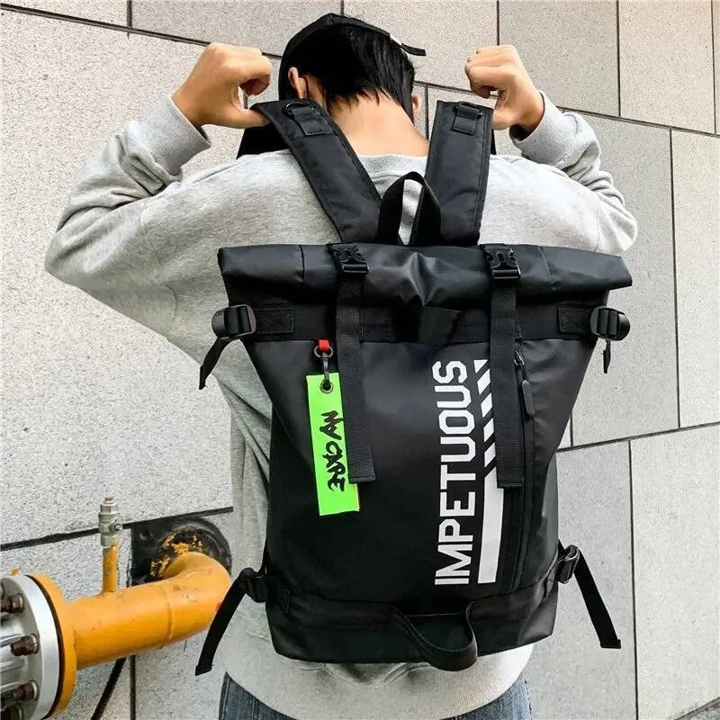 Oxford Men High Street Hiking Sport Rucksack School Bags Rolling Top Back Bag Causal Hasp Tactics Backpack for Male high-quality