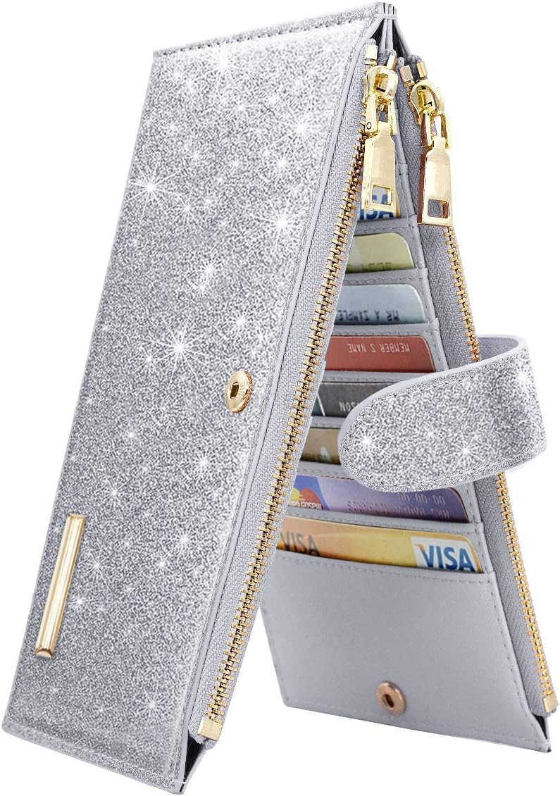 Womens RFID Blocking Large Capacity Wallet Multi Card Organizer Bifold Wallet for Women with Zipper PocketZ250910