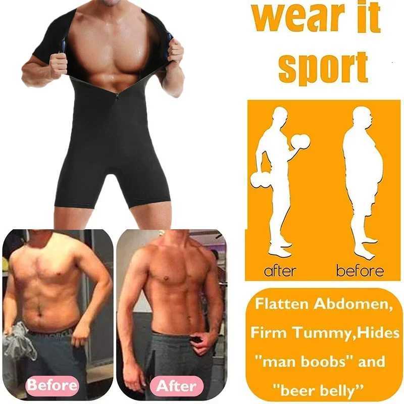 MrifDila Hot Sweating Jumpsuits Men Waist Sauna Suit Body Shaper for Fitness Gym Exercise Training Weat Bodysuits Men W250910