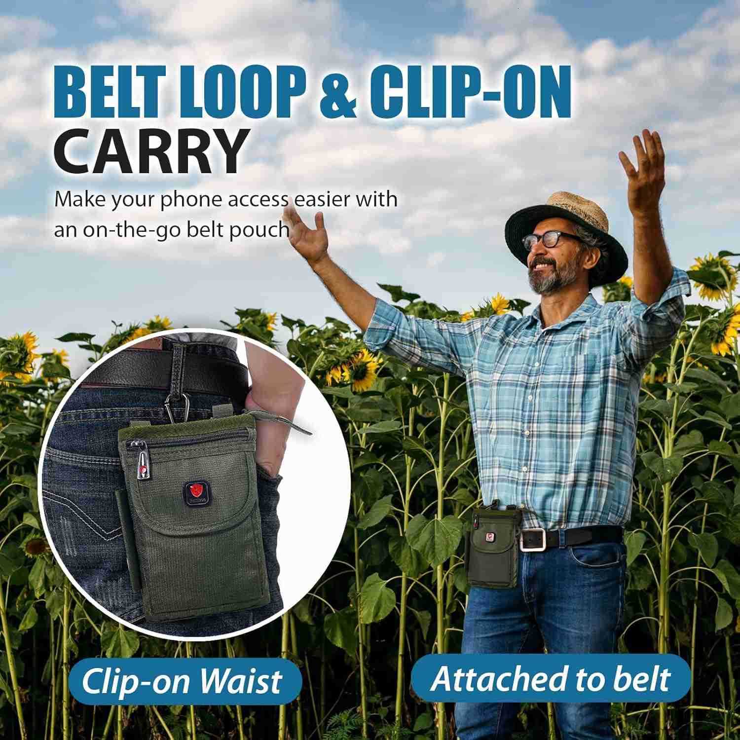Nylon Phone Belt Pouch Fit for iPhone 16 Pro Max 15 Pro Max 14 13 12 Pro Max S25 Plus S24 Ultra S23 Ultra Holster Case with Belt Clip Crossbody Cell P