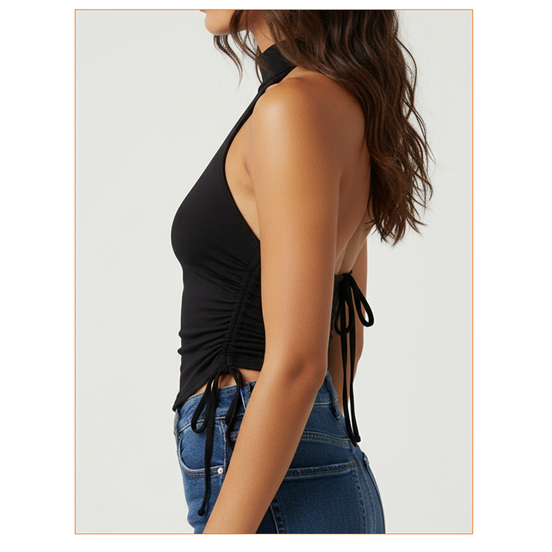 Women's Tanks Women's Black Deep V Neck Lace - Up Corset Crop Top, Sleeveless Trendy Party Clubwear