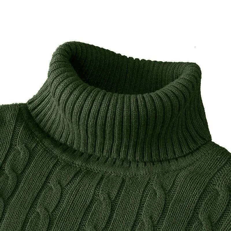 Autumn Long Sleeve Knitted Sweaters Men's Slim Fit Turtleneck Casual Pullover Lightweight Ribbed Sweater dongdumaoyi
