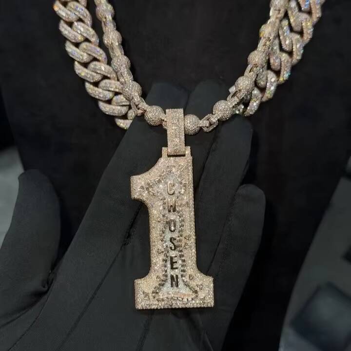 2 Tall Custom Made 10k Solid Rose Gold VVS1 Lab Grown Diamond CVD Custom Made Number Pendant