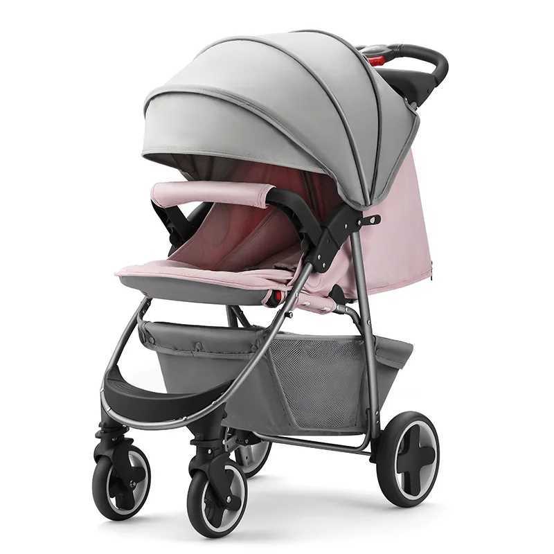 Portable Folding Four Wheels Stroller Baby High View Carriers and Strollers Sit or Lie Down Shock Absorption Baby Pram W250910