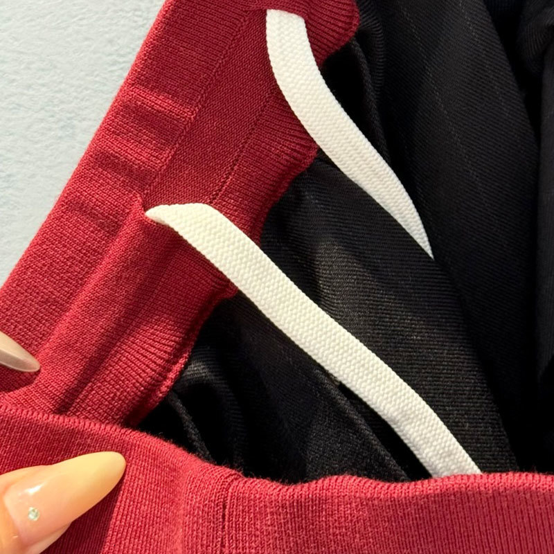 Designer Luxury Elegant Women's Striped Color Block Mid-Length Pleated Skirt Tie Elastic Waist Semi Skirt Classic Clothing Apparel S0926