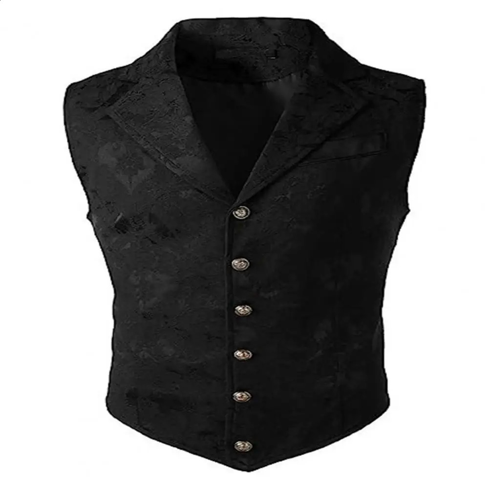 Men Suit Vest V neck Printed Pattern Groom Wedding Waistcoat Sleek Formal Dress Jacket Workwear 250910