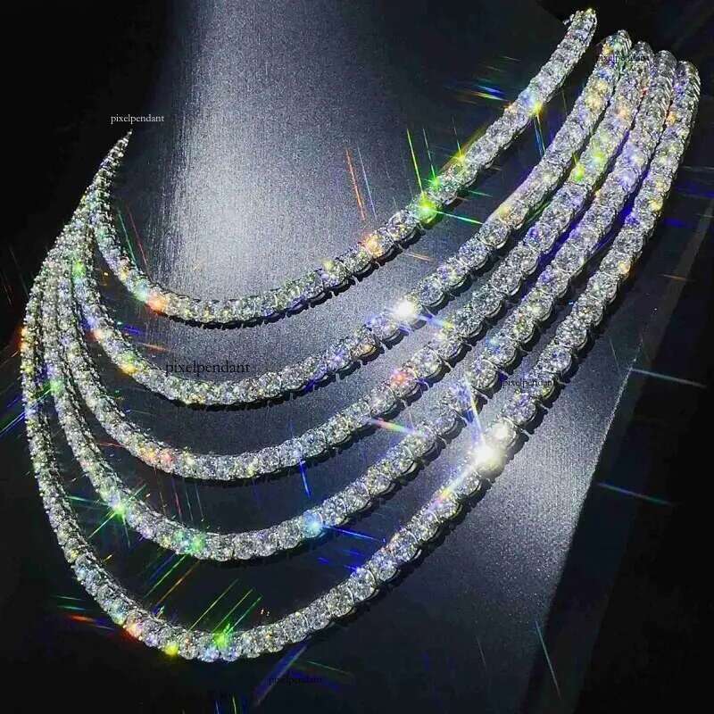 Hip Hop Necklace5mm Diamons Moissanite Chains Gold Iced Out Tennis Chain for Men Women Fashion Jewelry