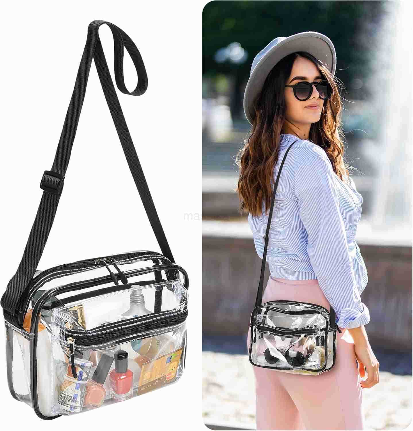 Womens See Through Messenger Bag Clear Stadium Work Crossbody Shoulder Purse M250910