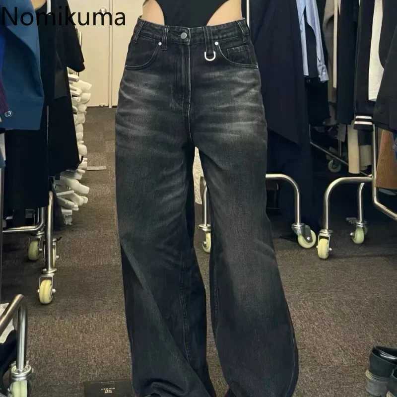 Pantalon Femme Autumn Winter Wide Leg Pants High Waisted Loose Jeans Woman Vintage Street Fashion Harajuku Y2K Pant Trousers Z250910