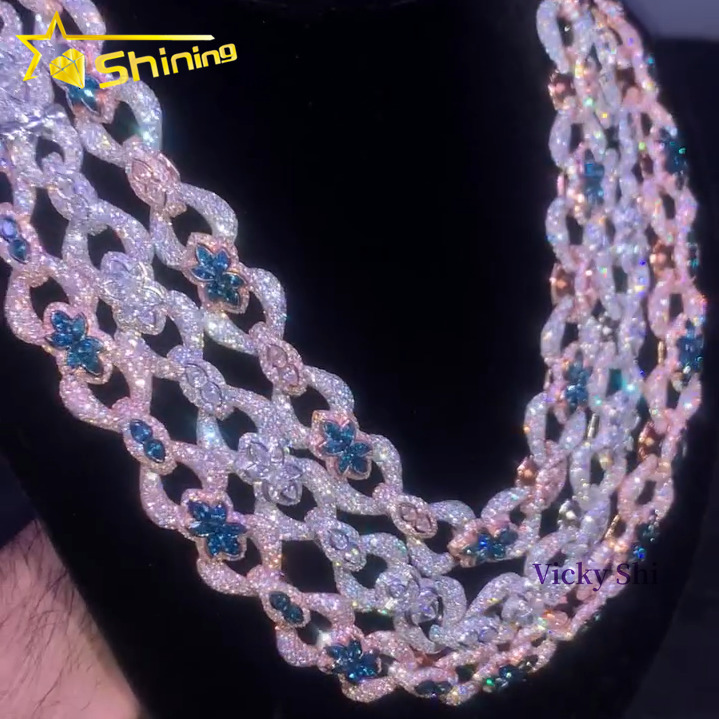 New Design Men Hip Hop Jewelry 925 Solid Silver Iced Out Infinity VVS Moissanite Diamond Cuban Link Chain