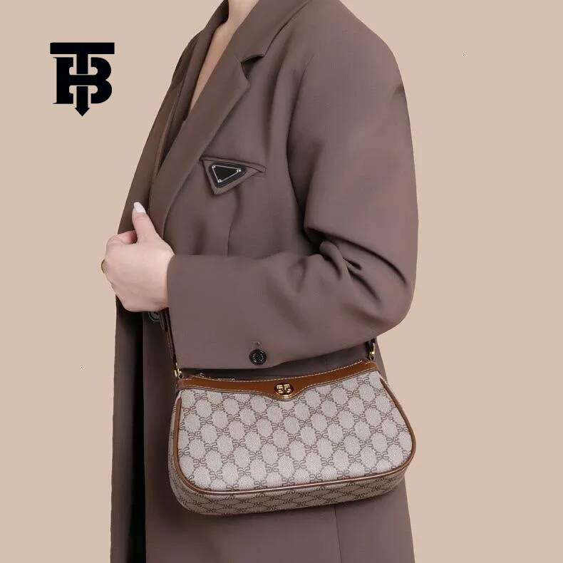 TB BHULAMTE 2025 Luxury Designer High-quality Women's Handbag Wallet Leather Versatile Metal Badge Letter Printing Black Classic Underarm Bag Mul