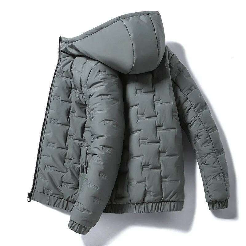 Autumn and winter men's hooded warm casual simple Korean version slim fit thick cotton jacket youth versati