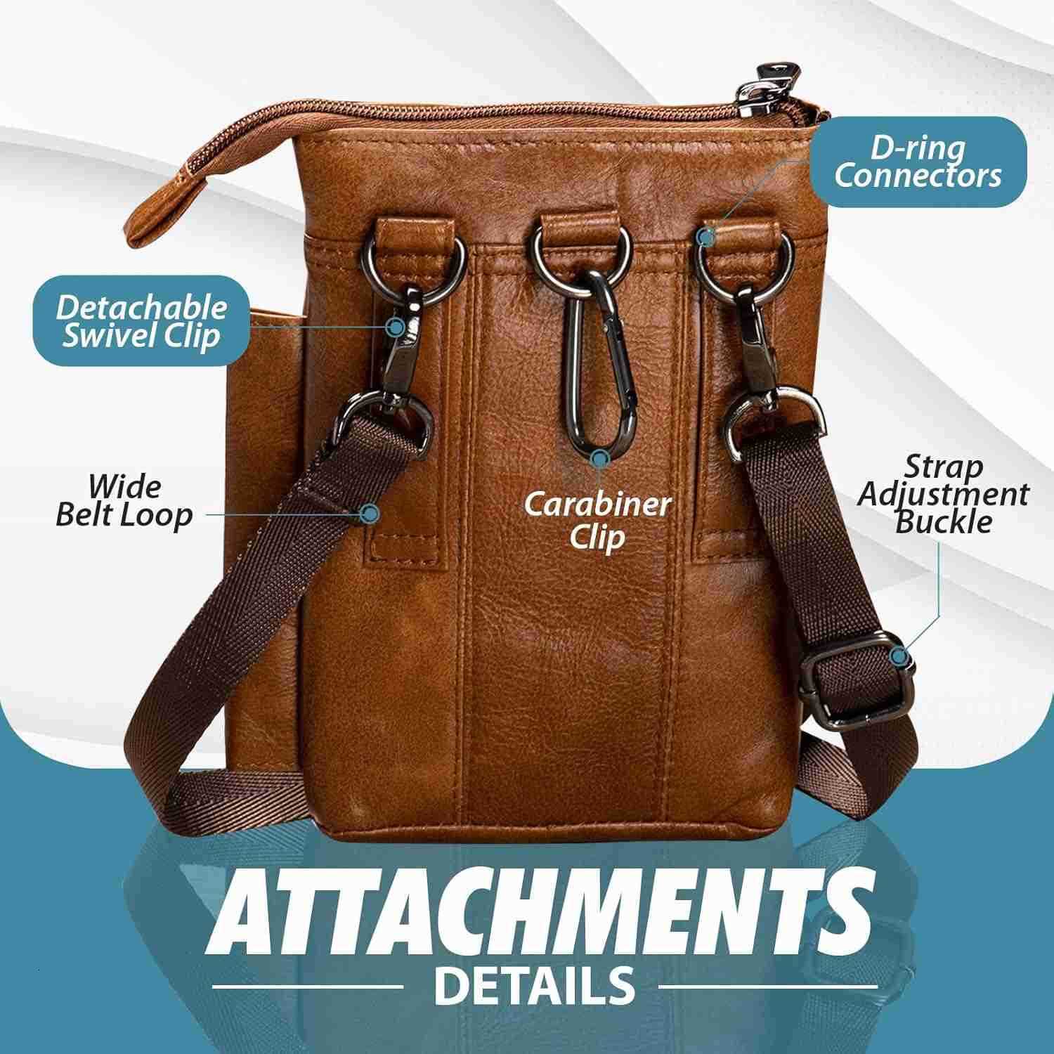 Genuine Leather Cell Phone Holster Fit for iPhone 16 15 14 13 Pro Max Note 9 8 S25 S24 S23 Ultra Wallet Case with Belt Clip Passport Pouch Small Cros 