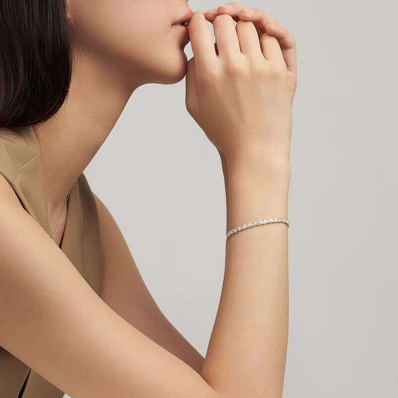 S Sterling Sier Moissanite Tennis Bracelet European and American Fashion Versatile Ins Style High-end Shining Jewelry