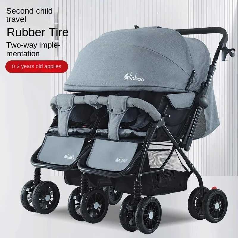 Baby Double Pushchair Ultra Lightweight Twoway Foldable Shock Absorbing Poussette Double Can Sit and Lie Down Twin Pram W250910