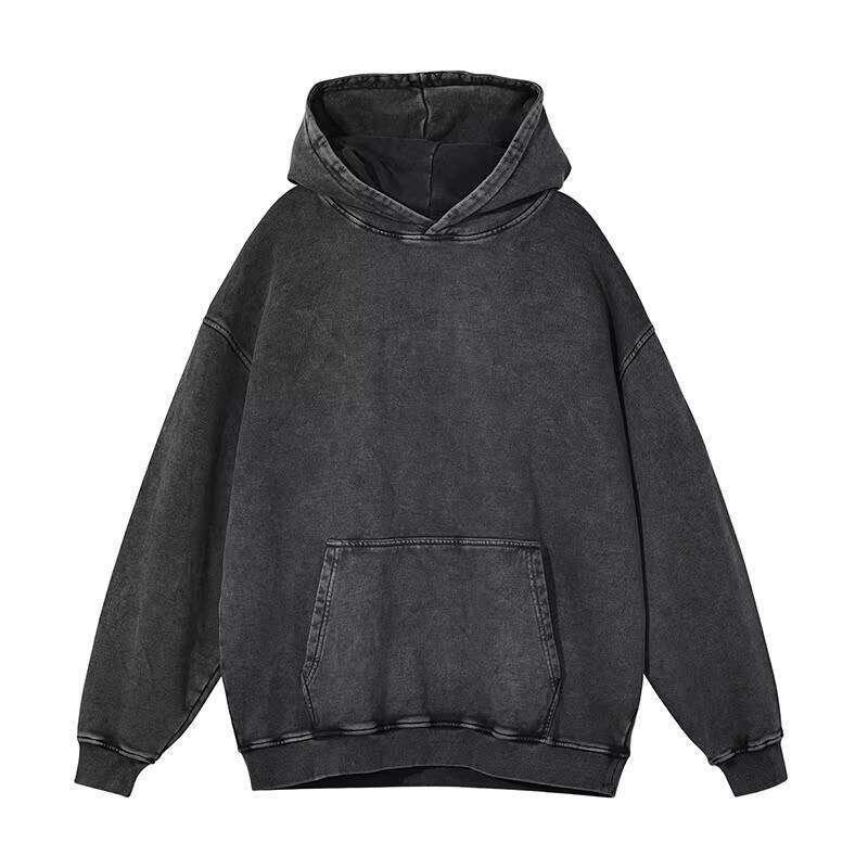 100% Cotton 420gsm High-Quality Heavyweight Puff Print Acid Wash Oversized Cordless Hoodie
