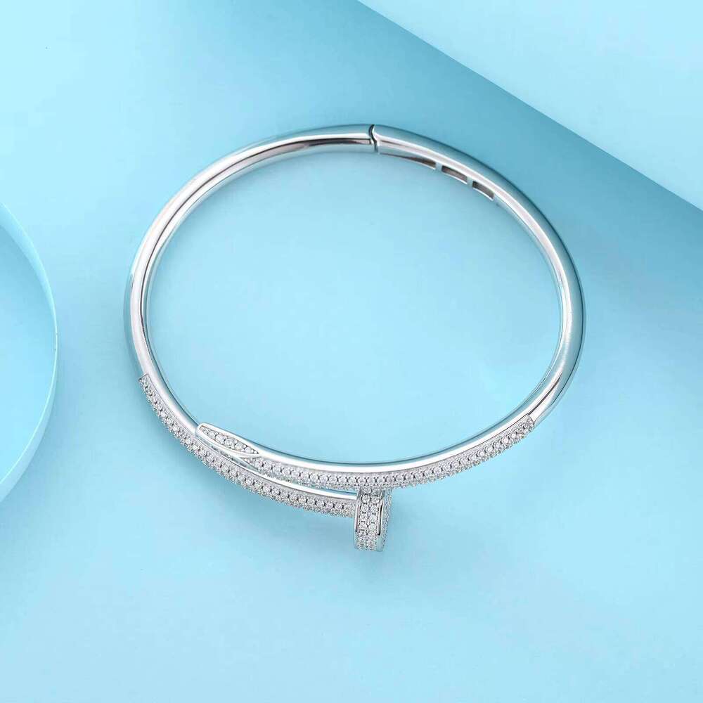 Customizable Dia Moissanite Vvs1 Certification Sterling Sier Nail Bracelet Bangle Women's Jewelry