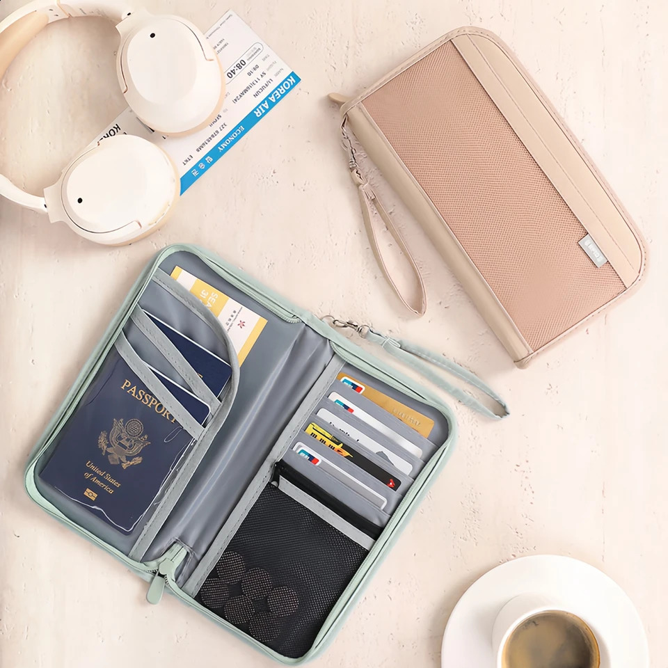 Boarding Passport Ticket Organizer Secure passport wallet with multiple card slots and quick scan ID RFID blockingtan250906