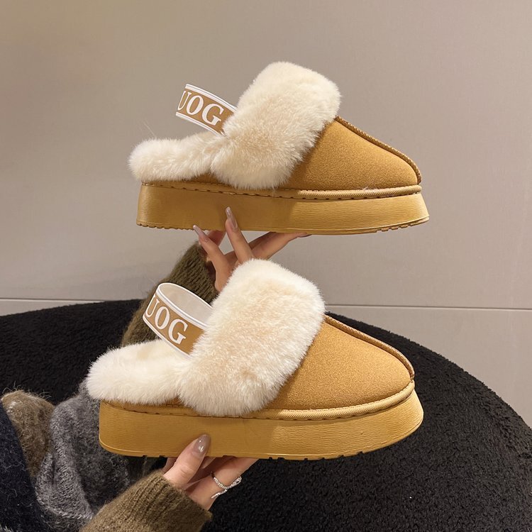 Designer Shoes Snow Boots for Women Two Way Wear Thick Soled Slippers Fleece Lined Warm Outdoor Plush Furry Slippers