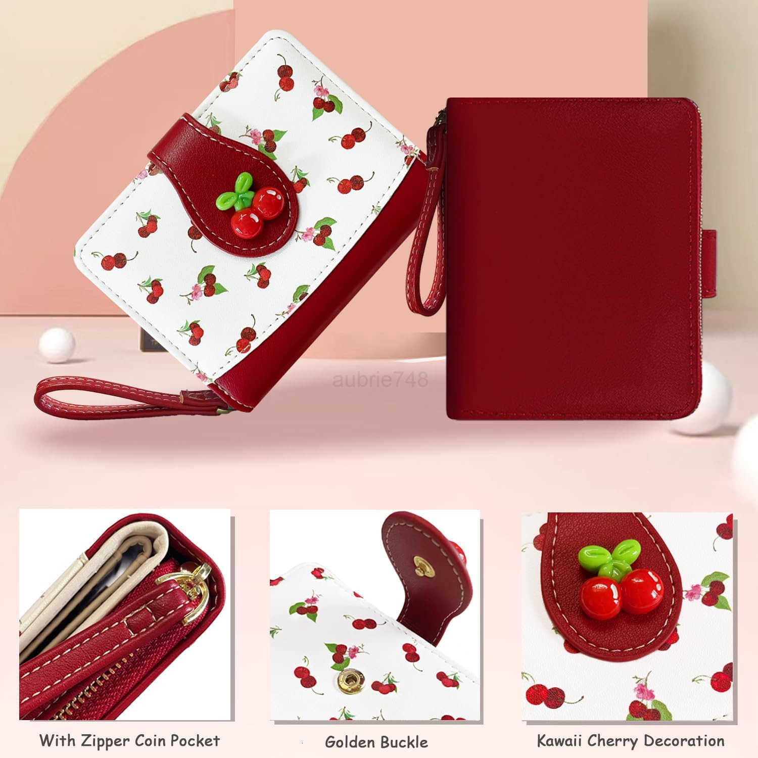 Fashion Cutest Fruit Prints Wallet Card Slots Small Wallet with Zipper Coin Pouch Wallet for Women Girls CHERRYZ250910