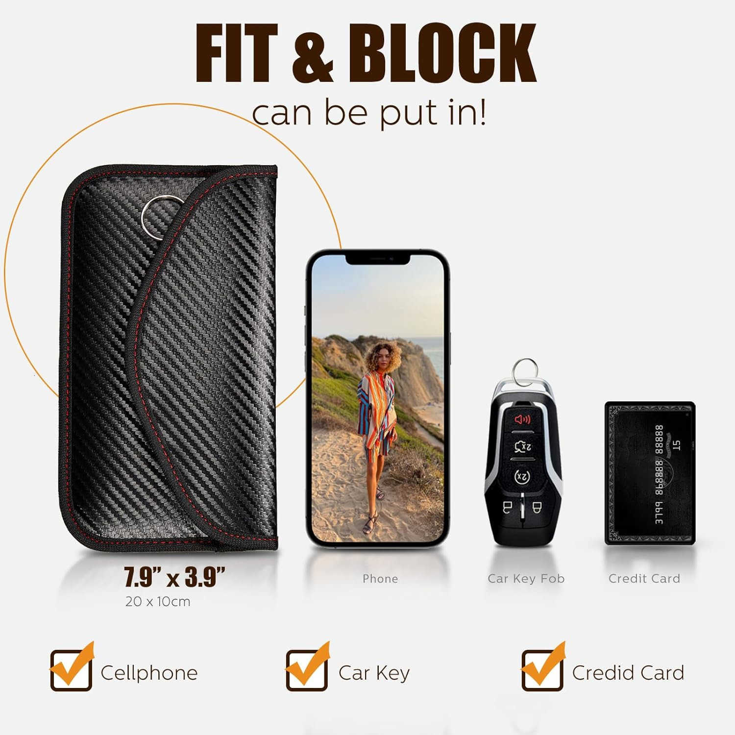 4 Pieces Faraday Bags Phone for Key Fob Protector Car RFID Signal Blocking GPS Antitracking Faraday Pouch Shielding Wallets for Cell Phone Privacy Car