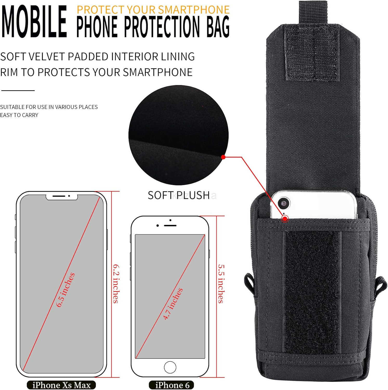 MultiPurpose Tactical Molle Pouch Waist Bag for Mobile Phone Belt Pouch Holster Cover Case for iPhone 16 Pro Max16 Pro1615 Pro Max14 Pro Max13 Pro Max