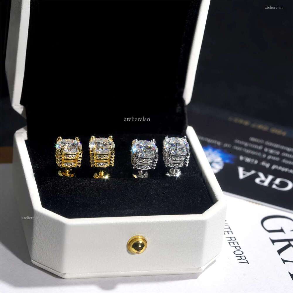 4 Prong Round Shape Sier 5mm 6.5mm 8mm Moissanite Stud Earrings Screw Back Pass Dia Tester Free of charge delivery