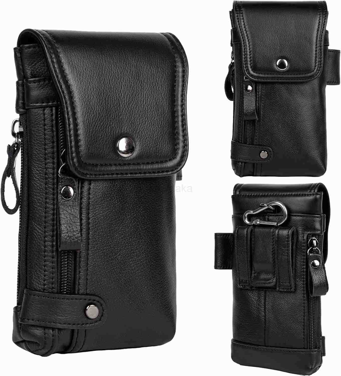 Leather Phone Holster Genuine FullGrain Buffalo Leather Cell Phone Holsters for iPhone 16 15 14 13pro S24 S23 S227H X 35 W Black Z250910