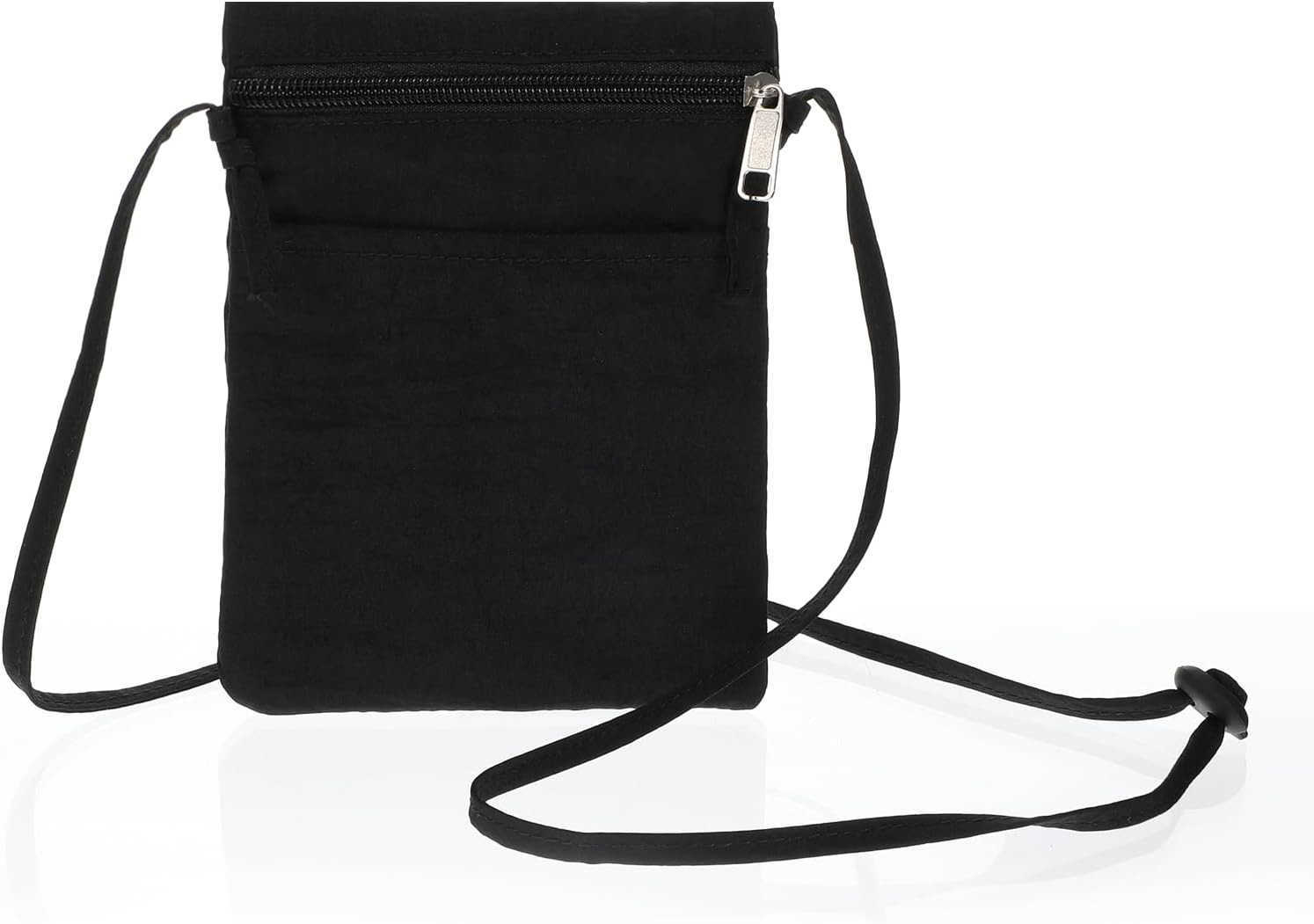 Black Cell Phone Pouches for Women Small Crossbody Zipper Nylon Purse Easy Carrier Purse Handbag for Walking Outdoor with Strap Z250910