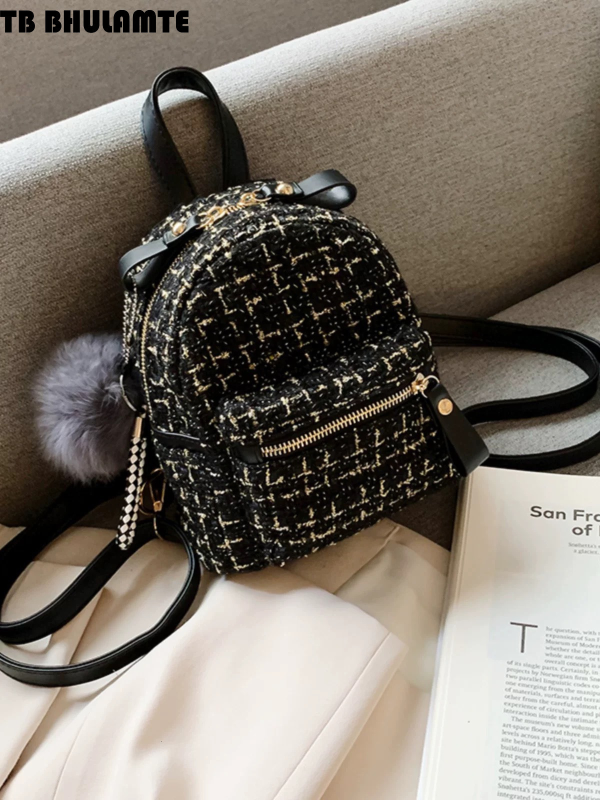 Free Shipping Designer Bag Mini Small Backpack For Women 2025 New Korean Luxury Bag Fashion Casual Multi-use Ins Super Popular Woolen High-end Backpac