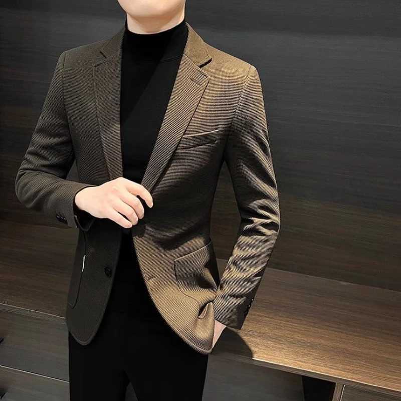 Male Business Blazer Spring Autumn Single Breasted Coat New In High Quality Fashionable Simple Clothing Mens Suit Dress Jackets W250910