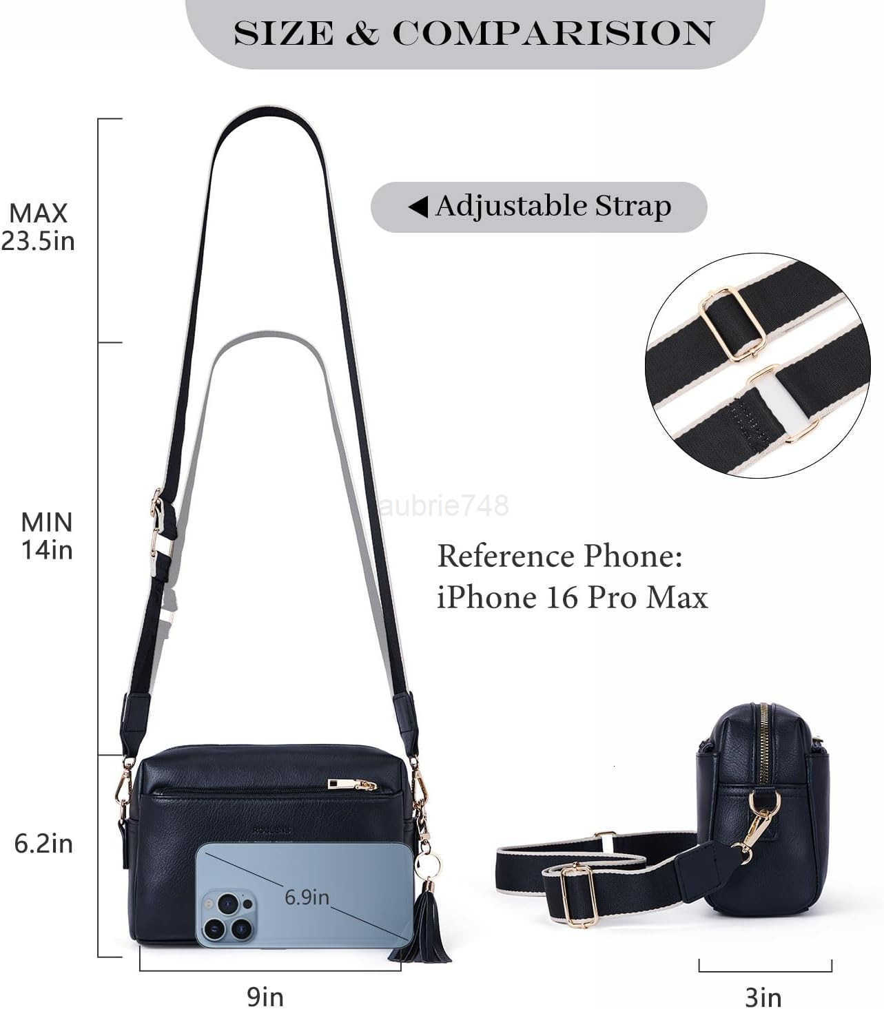 Triple Zip Small Crossbody Bag for womenWide Strap Cell Phone Purse Shoulder Handbag Wallet with CARD SlotsZ250910