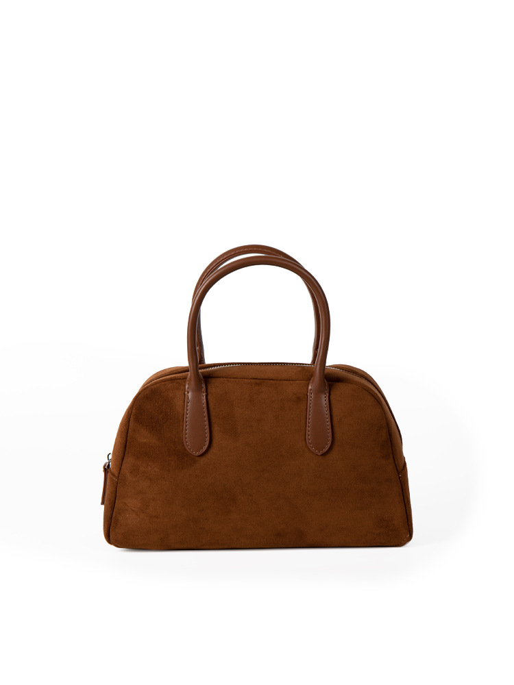 New autumn and winter niche design suede handbag textured versatile with a delicate feel suede bowling bag