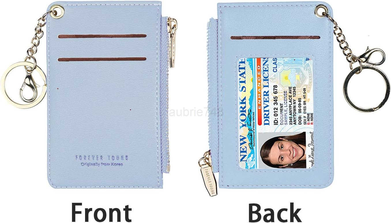 Small Wallets for Women Slim Leather Card Case Holder Wallet Coin Change Purse with KeychainZ250910