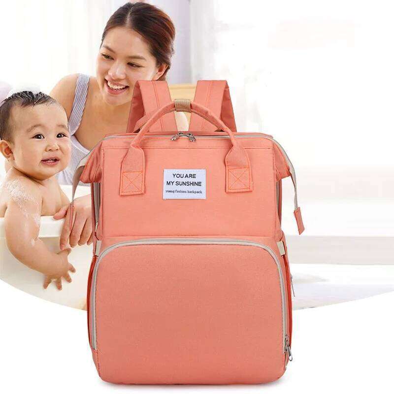 Foldable Bed Mommy Large Capacity Multi-Functional Backpack Lightweight Nappy Milk Bottle Diaper Bags Fashion Maternity Bag
