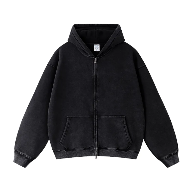 Men's Hoodies Sweatshirts Wholesale streetwear heavyweight oversized vintage acid wash mens hoodie no string zip up 3e