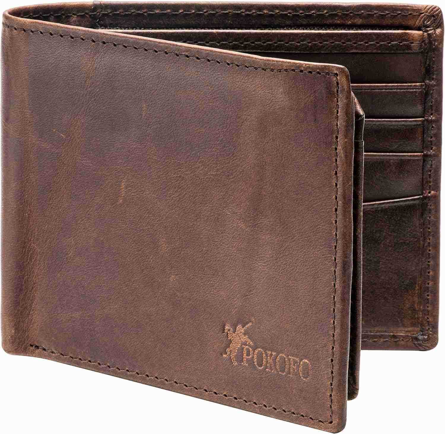 RFID Blocking Genuine Leather Bifold Wallet for Men with Zipper and 2 ID WindowsZ250910