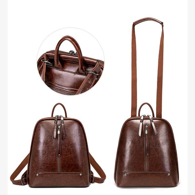 Ladies Backpacks Vintage Back Bag Genuine Cowhide Leather Backpack Korean Stylish Women Bagpacks Urban Bags Aesthetic Fashion high-quality