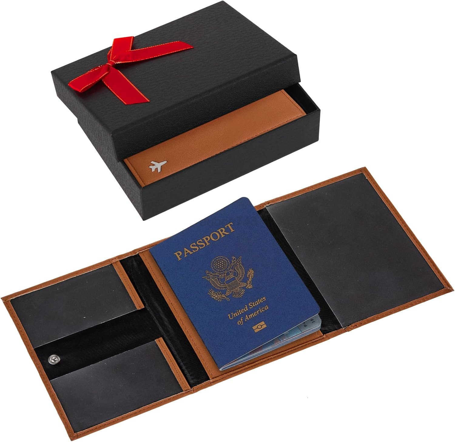 Wallet Passport Holder for Travel RFID Blocking Genuine Leather Travel Document Holder with Gift Box Passport Wallet for Pilots Men and WomenZ250910