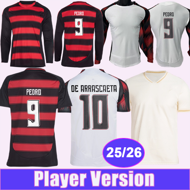25 26 Flamengo Player Mens Soccer Jerseys G. VARELA L. ORTIZ LEO PEREIRA ERICK AYRTON LUCAS Home Away 3rd Long Sleeve Football Shirts Uniforms