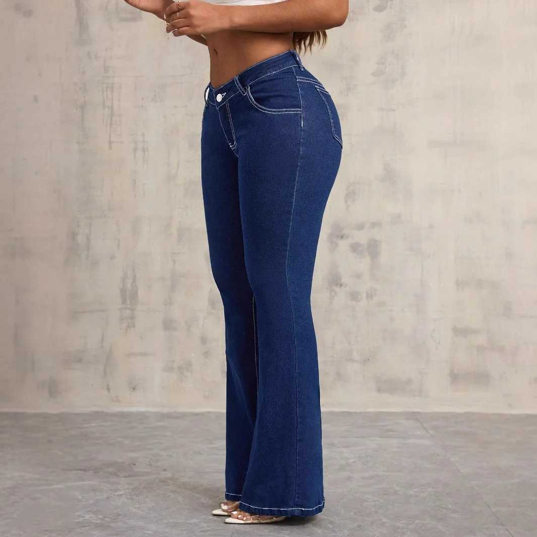 Flare Pants Jeans Women Boot Cut Low Waist Stretch Washed Distressed Pockets Female Vintage Trousers 2025 Streetwear Denims Z250910