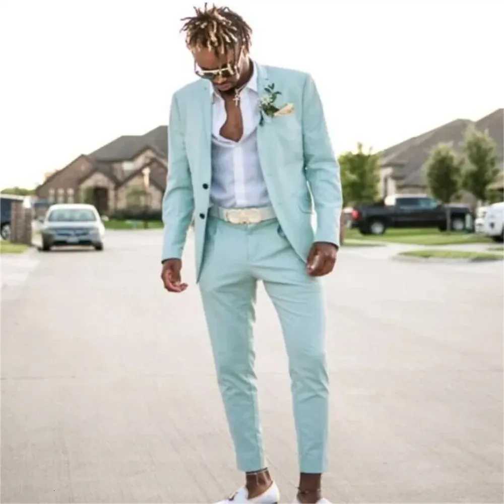 Beach Wedding Men Suits Elegant Groom Blazer Single Breasted Notch Lapel Formal Occasion Full Sets Slim Fit Costume Homme Terno W250910
