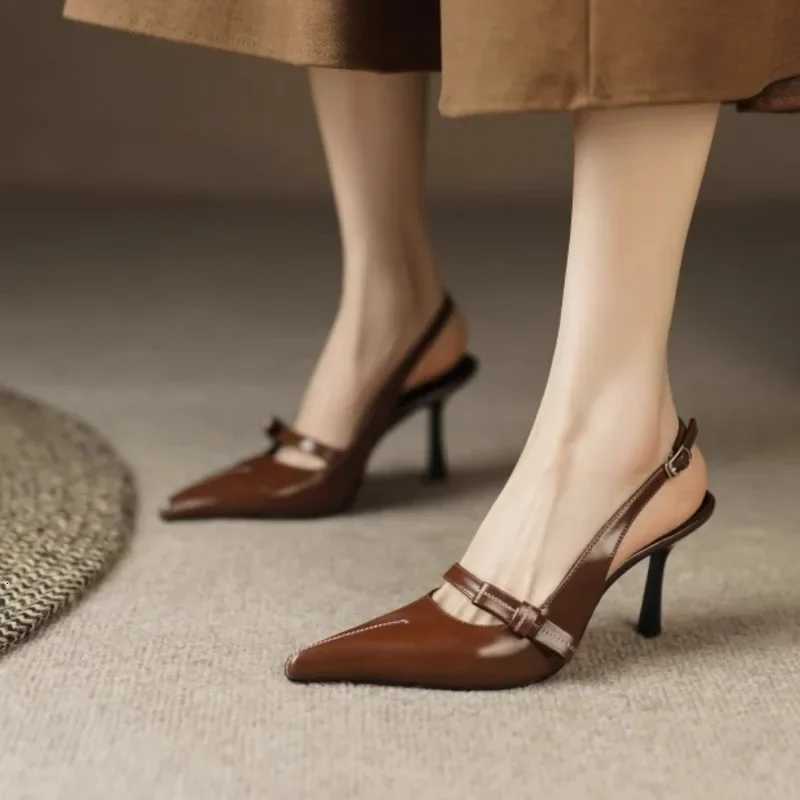 Womens Sandals 2025 Fashion Elegant Sexy Ladies Shoes Buckle Strap High Heels New Office and Career Retro Closed Toe Sandals W250910
