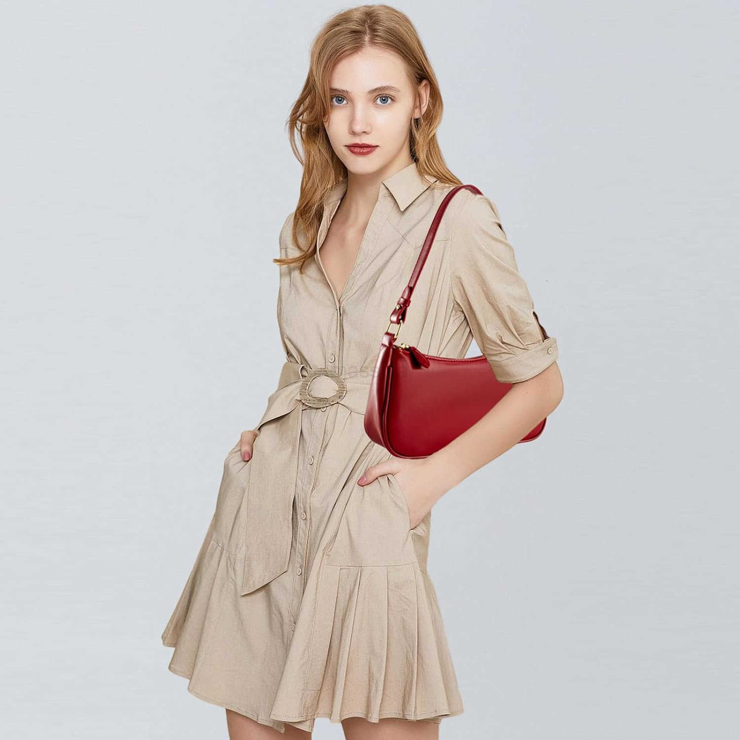 Small Shoulder Bag for women Clutch Purse Handbag with 2 Removable Straps and Zipper Closure Crossbody Bags M250910