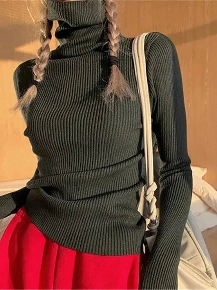 Women Fall Turtleneck Sweater Knitted Pullovers Cashmere Jumpers Soft Sweaters Female Basic Blouse New dongdumaoyi