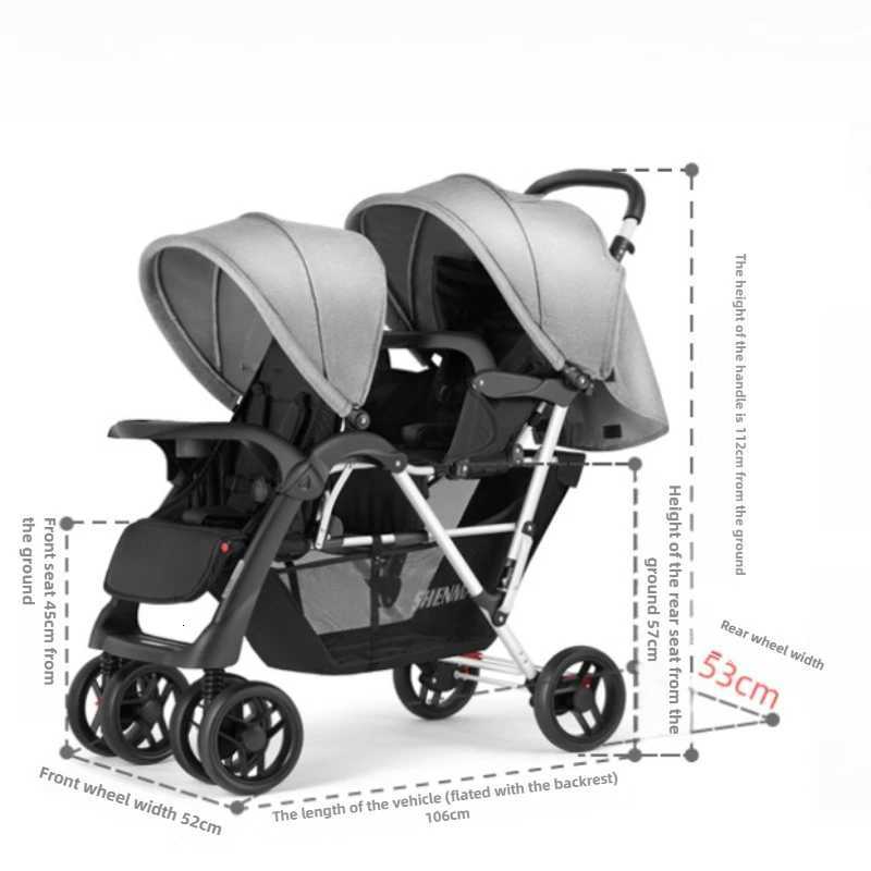 Lightweight Twin Baby Stroller The Baby Stroller Can Sit or Lie Down Collapsible Front and Rear Seat Twin Stroller W250910